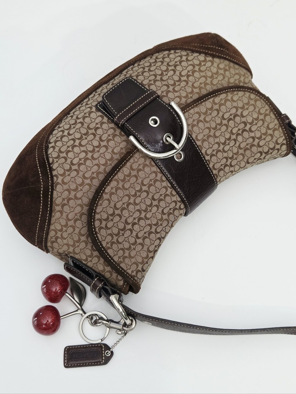 VINTAGE Y2K COACH MINI SIGNATURE SOHO BUCKLE FLAP SHOULDER BAG 6808 - Picture 6 of 12